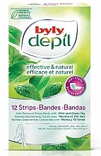 Mint & Green Tea Body Wax Strips - Byly Depil Mint And Green Tea Hair Removal Strips Body — photo N1