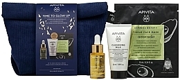 Fragrances, Perfumes, Cosmetics Set - Apivita Time To Glow Up Set (face/oil/15ml + milk/50ml + mask/10ml + bag/1pcs)