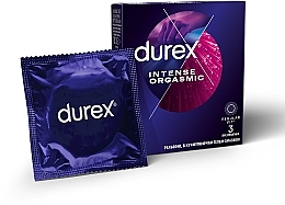 Fragrances, Perfumes, Cosmetics Ribbed & Dotted Condoms with Stimulating Gel, 3 pcs - Durex Intense Orgasmic