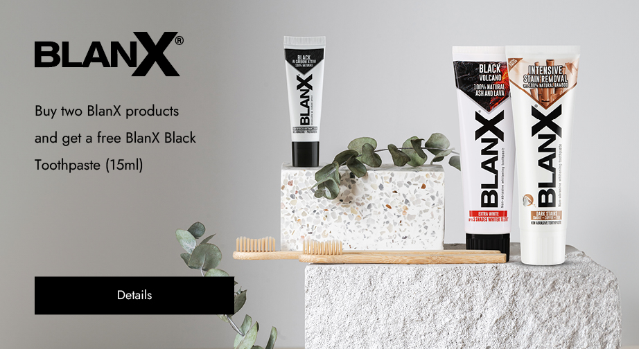 Buy two BlanX products and get a free BlanX Black Toothpaste (15ml)