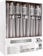 Fragrances, Perfumes, Cosmetics Table Candles Set 245x30mm, 30 pcs, silver metallic - Bispol