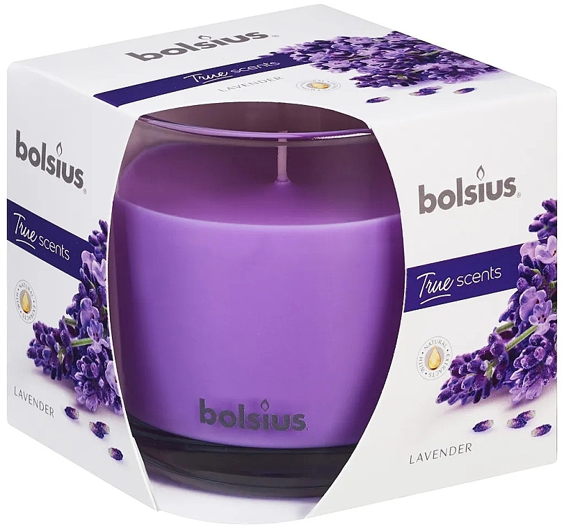 Scented candle "Lavender", 95x95 mm - Bolsius — photo N1