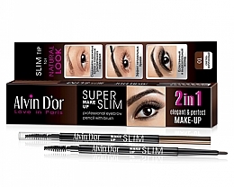 Fragrances, Perfumes, Cosmetics Ultra-Thin Mechanical Brow Pencil 2in1 - Alvin D'or Super Slim