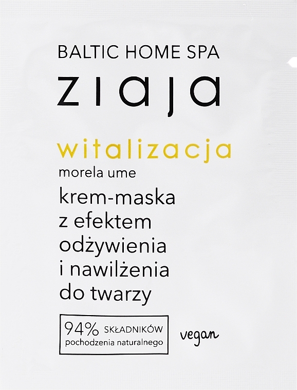 Moisturising Face Cream Mask - Ziaja Baltic Home Spa Witalizacja (sample) — photo N1