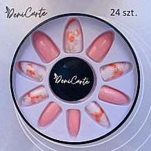 Fragrances, Perfumes, Cosmetics Fake Nails, beige marble, 24 pcs. - Deni Carte 3278