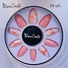 Fake Nails, beige marble, 24 pcs. - Deni Carte 3278 — photo N1