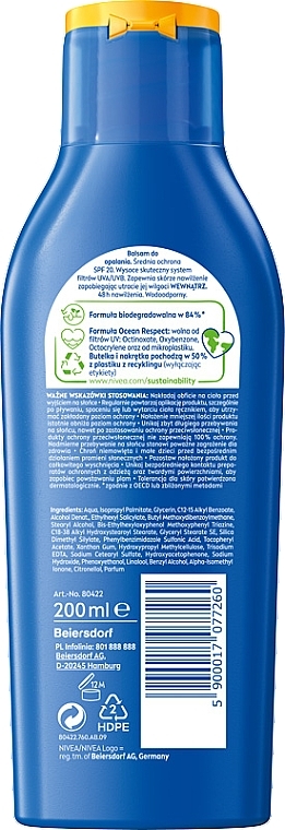 Body Moisturizing Sunscreen Lotion - Nivea Sun Protect & Moisture Sun Lotion SPF20 48H Moisture — photo N2