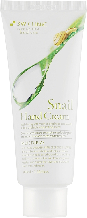 Snail Mucin Hand Cream "Regeneration & Smoothness" - 3W Clinic Snail Hand Cream — photo N2