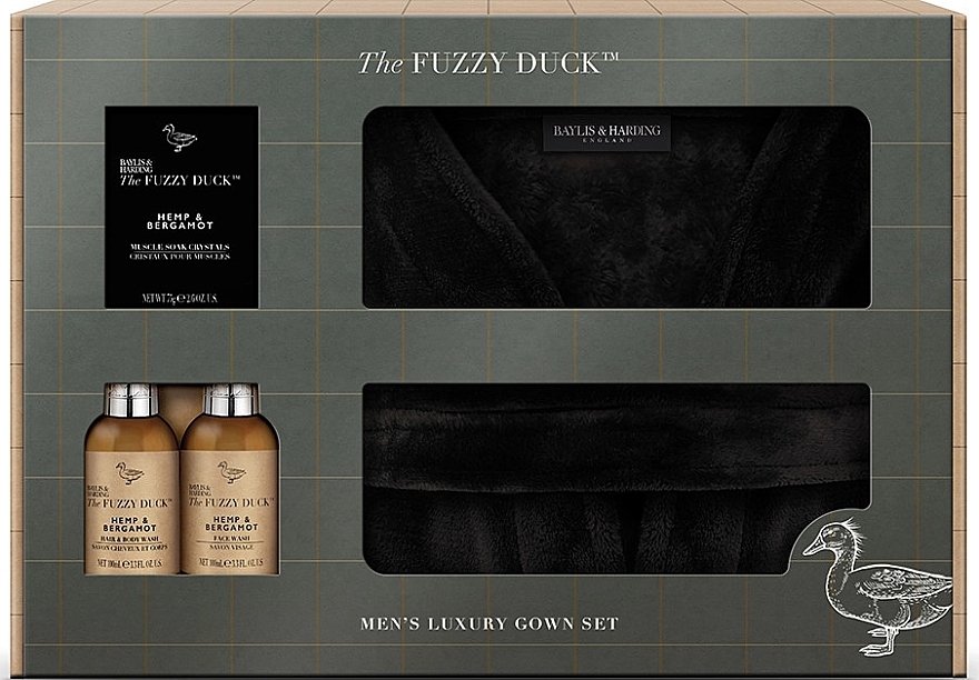 Set, 4 products - Baylis & Harding The Fuzzy Duck Men's Hemp & Bergamot Luxury Gown Set — photo N1