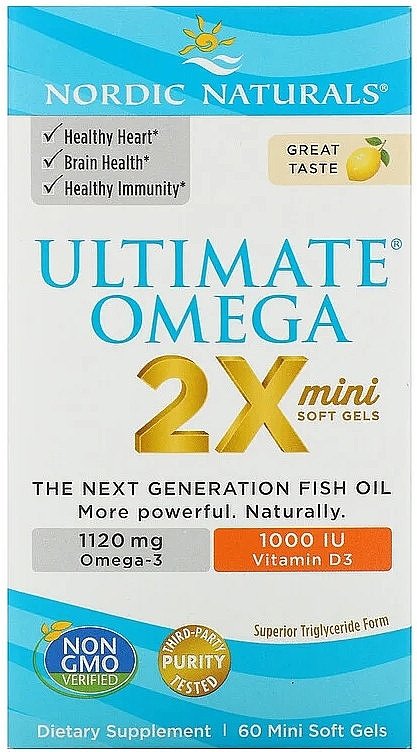 Dietary Supplement with Lemon Taste "Omega 2X + Vitamin D3" - Nordic Naturals Omega 2X Mini With Vitamin D3 — photo N2
