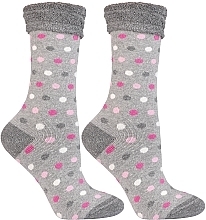 Women Winter Terry Socks, CSL450-038, light grey polka dot - Moray Frotte — photo N1