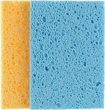 Porous Face Cleansing Sponge, PF-26, blue+yellow - Puffic Fashion — photo N1