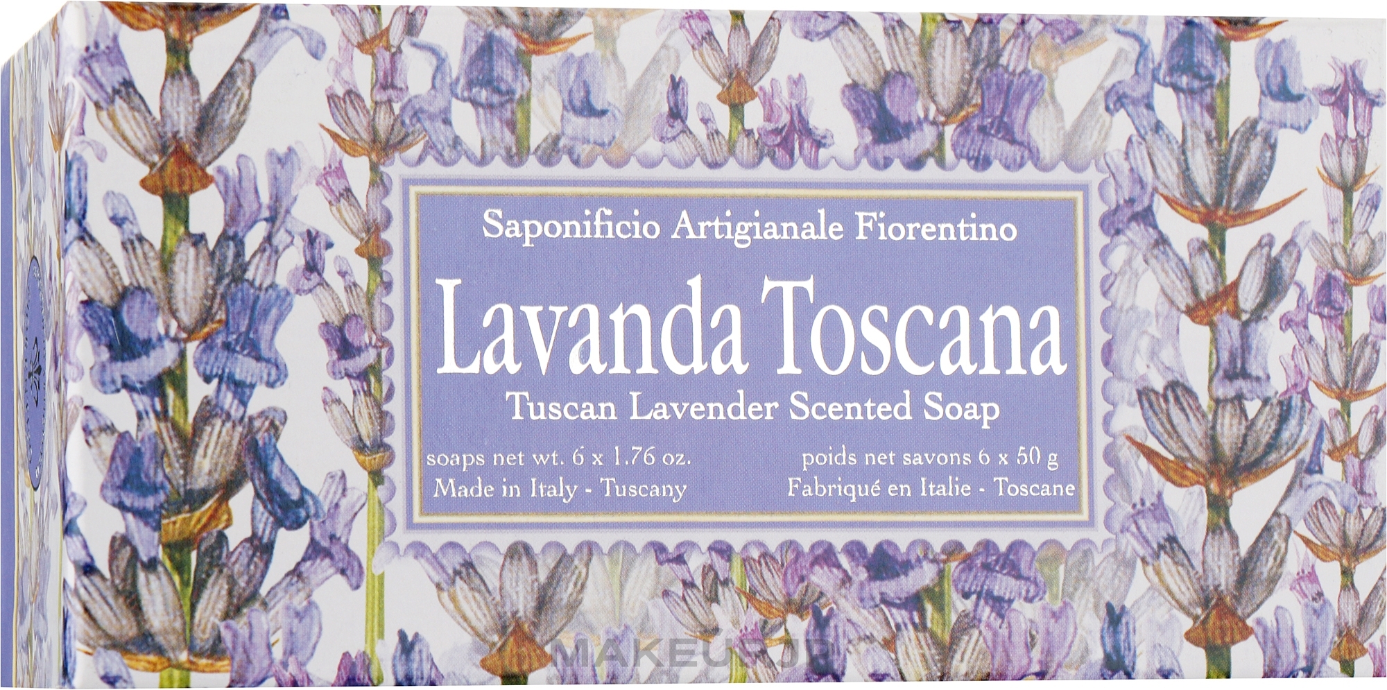 Toilet Soap Set "Tuscan Lavender" - Saponificio Artigianale Fiorentino Lavender Toscana (Soap/6x50g) — photo 6 x 50 g