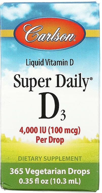 Vitamin D3 4000 IU, Drops - Carlson Super Daily Liquid Vitamin D3 — photo N2