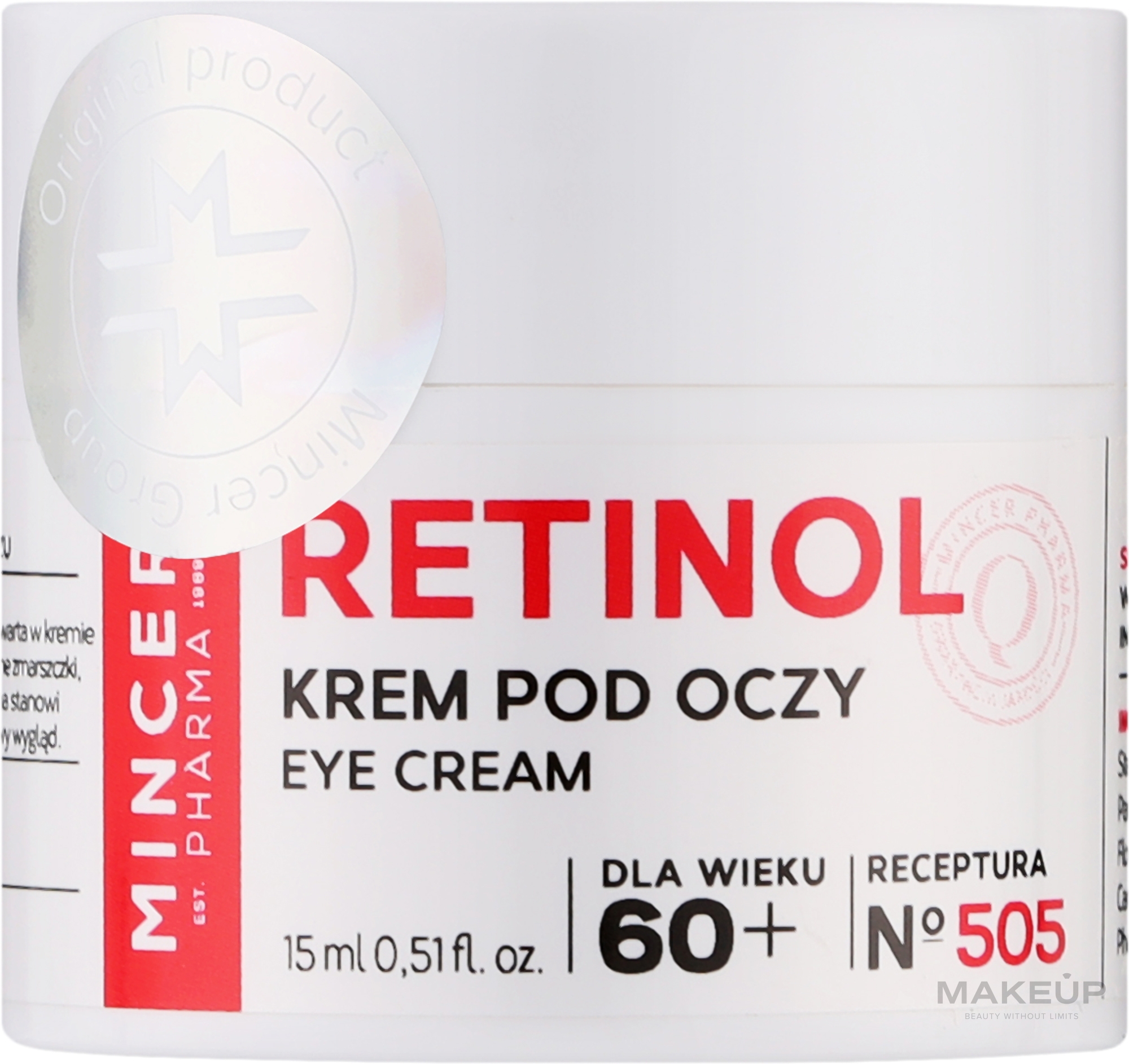 Retinol Eye Cream 60+ - Mincer Pharma Retinol No. 505 Eye Cream — photo 15 ml
