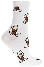 Women Long Socks with Fast Food Pattern, white - Moraj — photo N2
