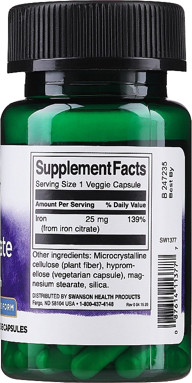 Iron Citrate Mineral Supplement for Cellular Health - Swanson Iron Citrate 25 mg — photo N2