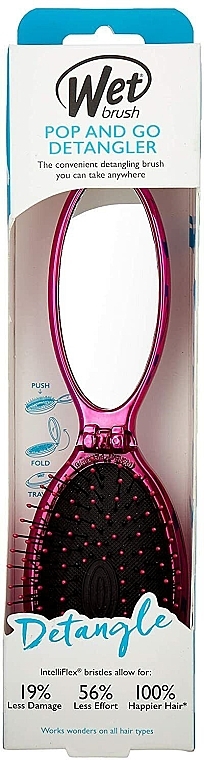 Hair Brush, pink - Wet Brush Pop & Go Detangler Hair Brush Pink — photo N1