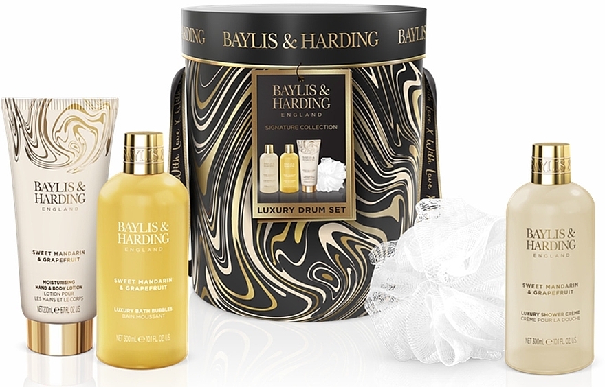 Set - Baylis & Harding Sweet Mandarin & Grapefruit Ultimate Care Gift Set (b/lot/200 ml + sh/cr/300 ml + bath/bubble/300 ml + sh/sponge) — photo N1