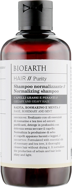 Shampoo for Oily Hair - Bioearth Hair Normalising Shampoo — photo N1