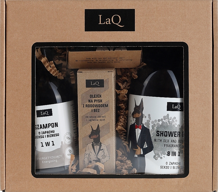 Set - LaQ Doberman (sh/gel/500ml + shmp/300ml + soap/85g + oil/30ml) — photo N1