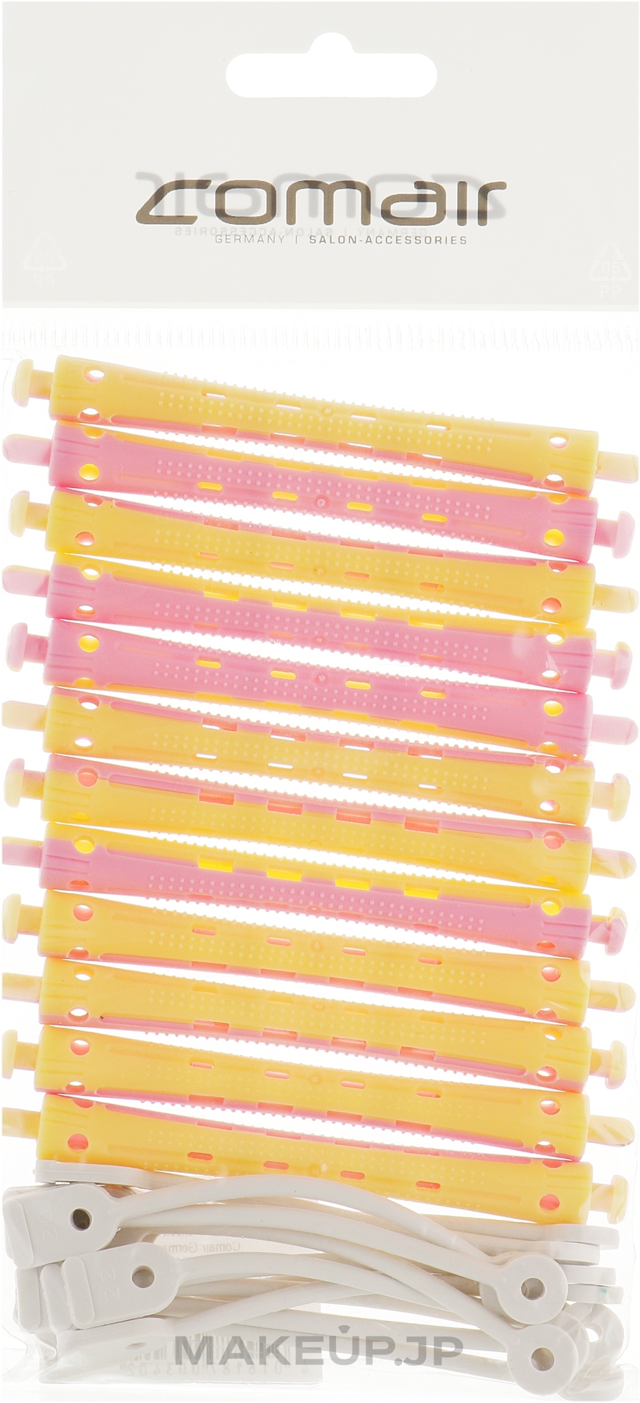 Curlers for Cold Hair Curling, yellow-pink, d8 - Comair — photo 12 szt.
