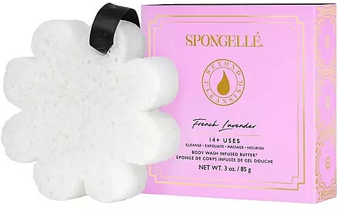 Reusable Foamy Bath Sponge 'French Lavender' - Spongelle Boxed White Flower French Lavender — photo N1