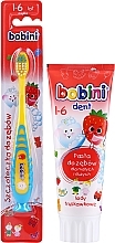 Fragrances, Perfumes, Cosmetics Set with Yellow-Blue Toothbrush, 1-6 yr - Bobini (toothbrush/1pc + toothpaste/75ml)