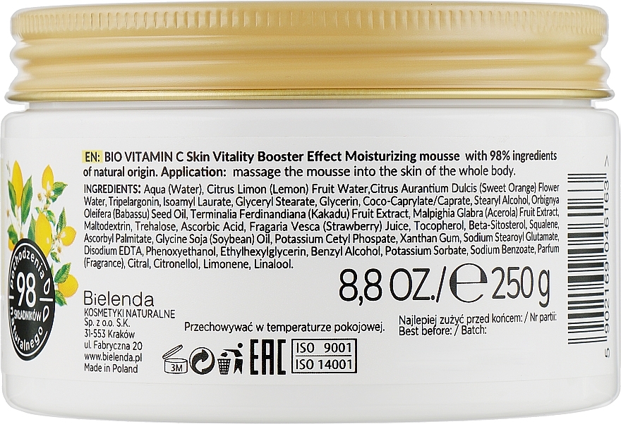 Moisturizing and Toning Body Mousse - Bielenda Bio Vitamin C — photo N2