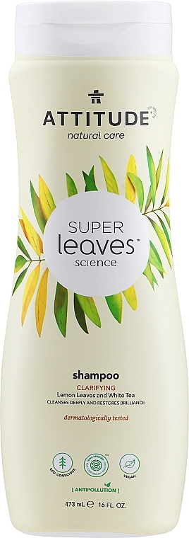 Lightening Shampoo - Attitude Super Leaves Shampoo Clarifying Lemon Leaves And White Tea — photo N1