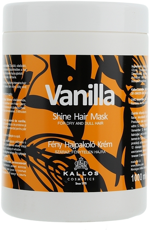 Shine Mask for Dry Hair "Vanilla" - Kallos Cosmetics Vanilla Shine Hair Mask — photo N3