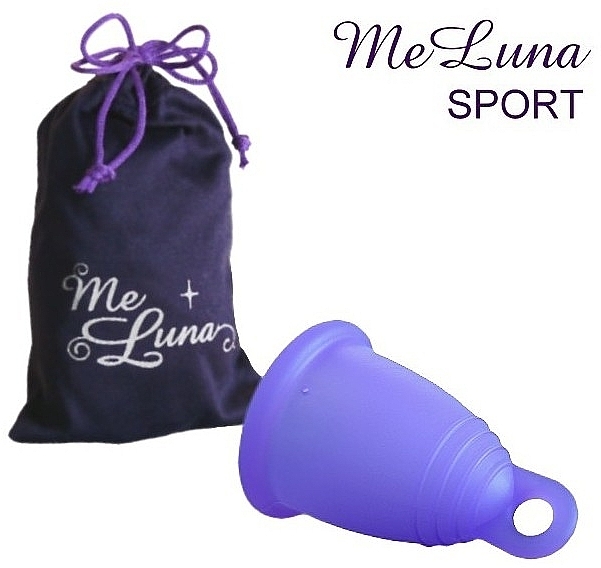 Menstrual Cup with Loop, size S, dark purple - MeLuna Sport Menstrual Cup Ring — photo N1