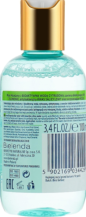 Detoxifying Micellar Water 'Lime' - Bielenda Fresh Juice Detoxifying Face Micellar Water Lime — photo N2