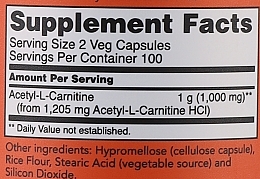 Food Supplement "Carnitine", capsules, 500mg - Now Foods Acetyl-L-Carnitine — photo N5