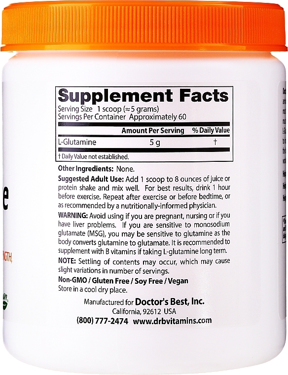 L-Glutamine Amino Acid, powder - Doctor's Best — photo N2