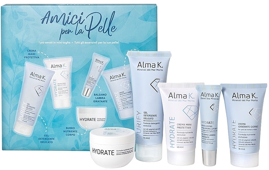 Set - Alma K. Skin Besties (cleans/gel/75 ml + lip/balm/8 ml + body/butter/50 ml + f/cr/30 ml + h/cr/40 ml) — photo N2