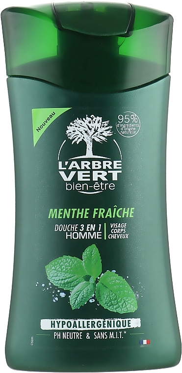 Men Shower Gel Cream with Fresh Mint Extract - L'Arbre Vert Cream Shower Gel — photo N1