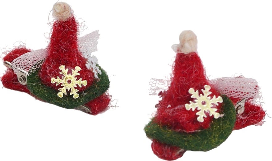 Hair Clips Set 'Santa Claus Sleds', red - Lolita Accessoires — photo N1