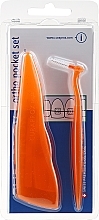 Set "Ortho Pocket Set", orange - Curaprox (brushes 07,14,18/3pcs + UHS/1pcs + orthod/wax/1pcs + box) — photo N1