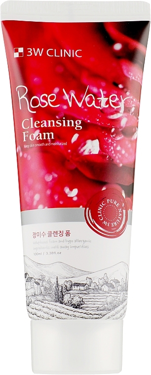 Rose Water Cleansing Facial Foam - 3W Clinic Rose Water Cleansing Foam — photo N4