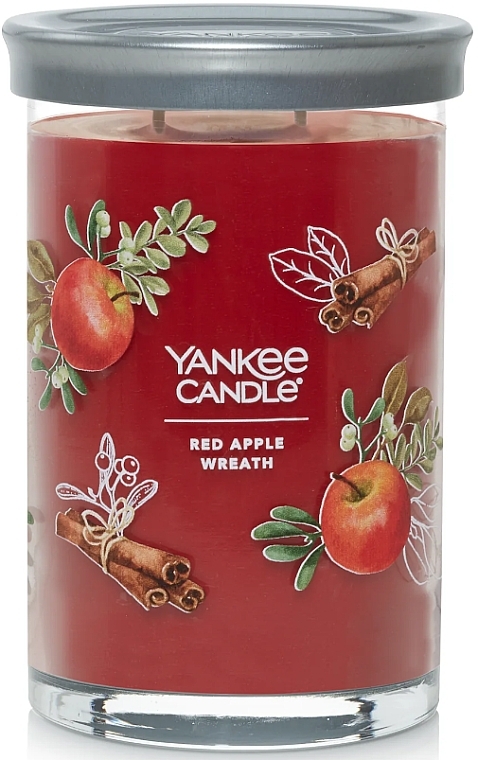 Scented Candle in Glass 'Red Apple Wreath', 2 wicks - Yankee Candle Singnature — photo N1