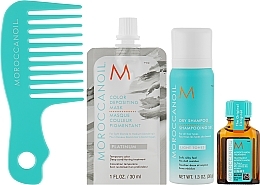 Set ‘Care and Color’ - MoroccanOil Care Meets Color Platinum (h/oil/15ml + dr/shmp/65ml + h/mask/30ml + comb) — photo N2