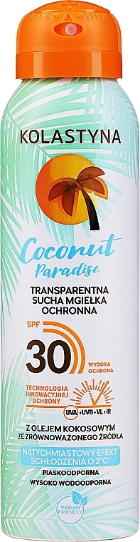 Protective Face & Body Transparent Dry Spray - Kolastyna Coconut Paradise SPF30 — photo N1