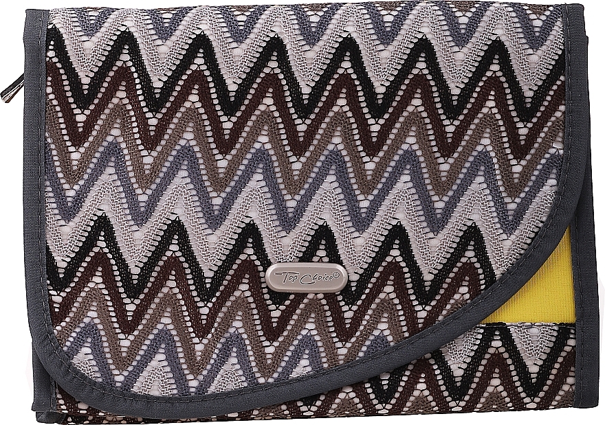 Makeup Bag with Mirror "ZigZags" 93999, brown - Top Choice — photo N1