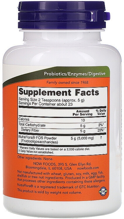 Nutra Flora FOS Dietary Supplement, powder - Now Foods Nutra Flora FOS Pure Powder — photo N2