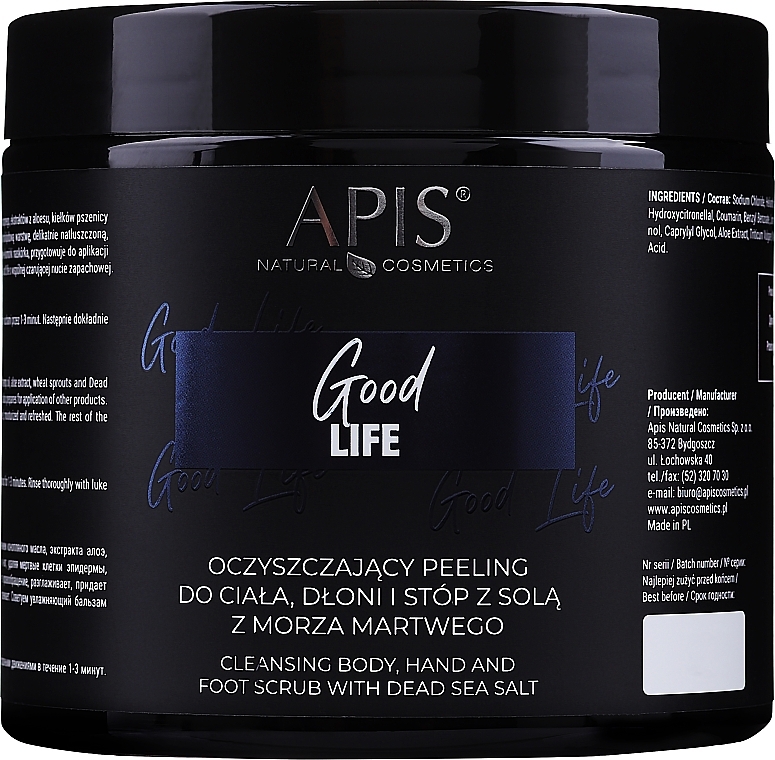Cleansing Body, Hans and Foot Scrub with Dead Sea Salt - Apis Professional Good Life — photo N1