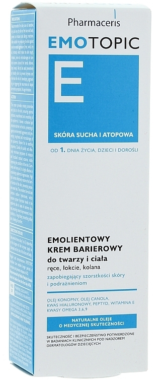 Softening Face & Body Cream for Dry & Atopic Dermatitis-Prone Skin - Pharmaceris E Emotopic Emollient Barrier Cream — photo N3