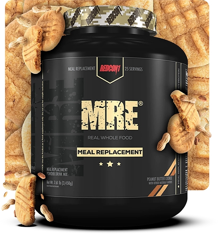 Pre-Workout Dietary Supplement - RedCon1 MRE Peanut Butter Cookie Meal Replacement — photo N6