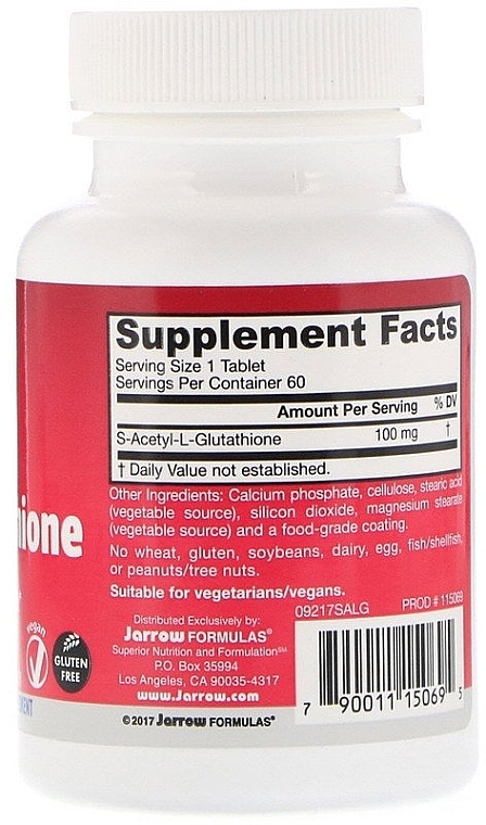 S-Acetyl L-Glutathione - Jarrow Formulas S-Acetyl L-Glutathione, 100 mg — photo N2