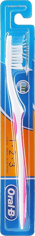 Toothbrush, 40 medium, pink - Oral-B 123 40 Medium — photo N1